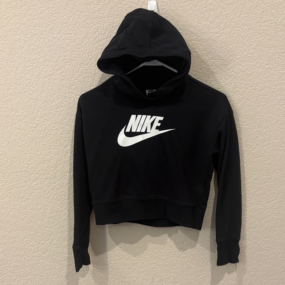 Nike Black Cropped Hoodie - Youth Large